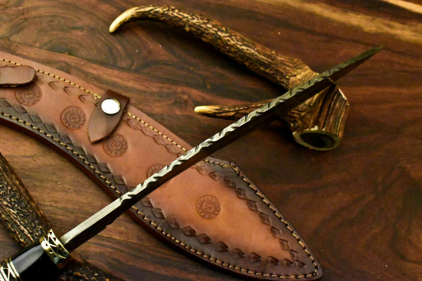 Custom Handmade Damascus Steel Kukri Knife | Sheath | Buffalo Horn Handle. - SUSA KNIVES