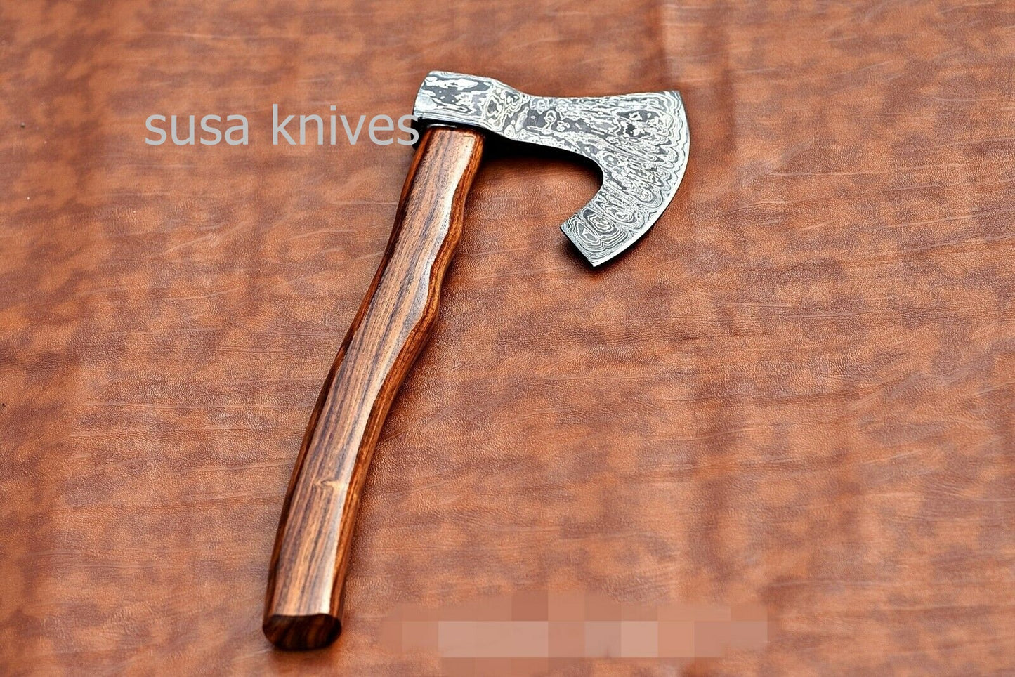 Custom Handmade Damascus Tomahawk Damascus Axe , Hatchet with Rose wood - SUSA KNIVES