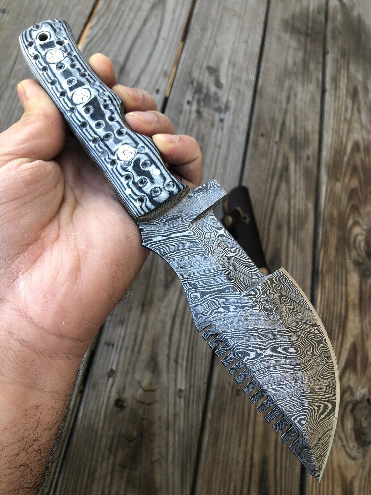 CUSTOM HAND FORGED DAMASCUS STEEL TRACKER Hunting KNIFE - SUSA KNIVES