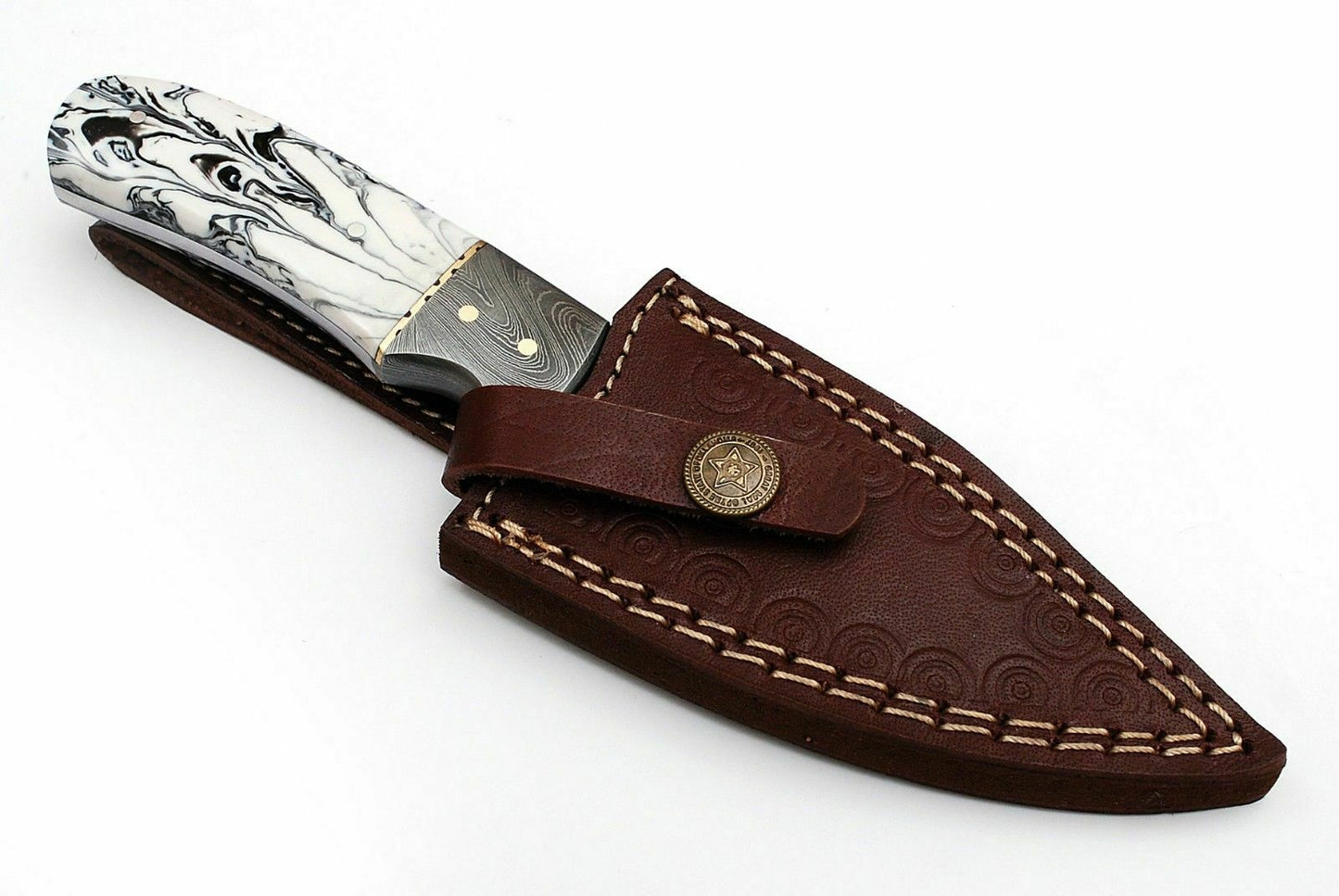 CUSTOM HAND MADE DAMASCUS STEEL FULL TANG HUNTING SKINNER KNIFE - SUSA KNIVES