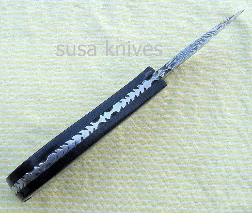 Customized Handmade Damascus Steel Black dragon skinner Knife - SUSA KNIVES