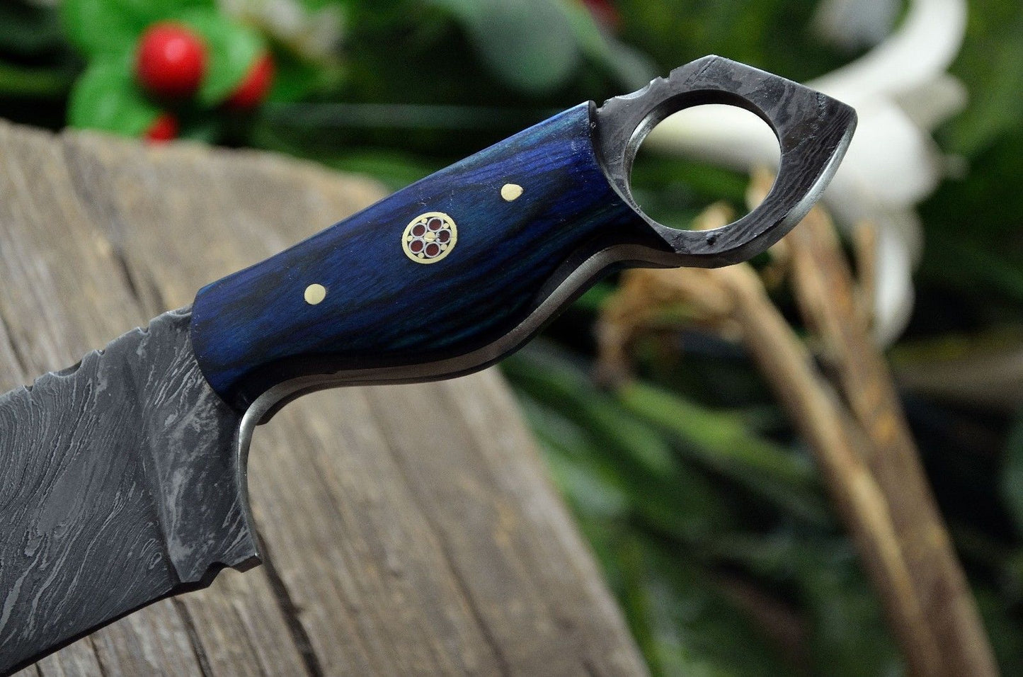 CUSTOM HANDMADE DAMASCUS STEEL EXOTIC WOOD MINI CLEAVER KNIFE - POCKET KNIFE - SUSA KNIVES