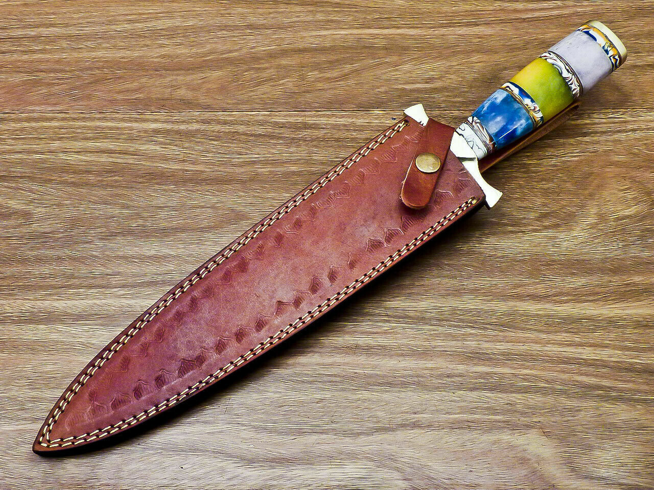 Beautiful Custom Handmade Damascus Steel Dagger Knife "Stained Camel Bone Handle - SUSA KNIVES