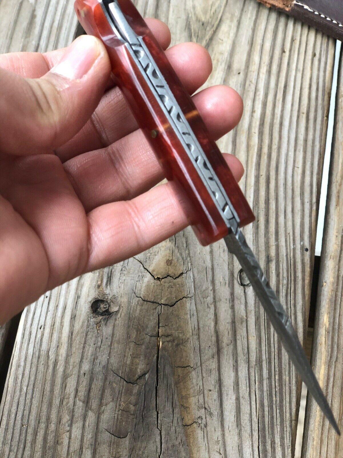 Custom HAND FORGED DAMASCUS STEEL Folding Pocket Knife W/ Back Lock - SUSA KNIVES
