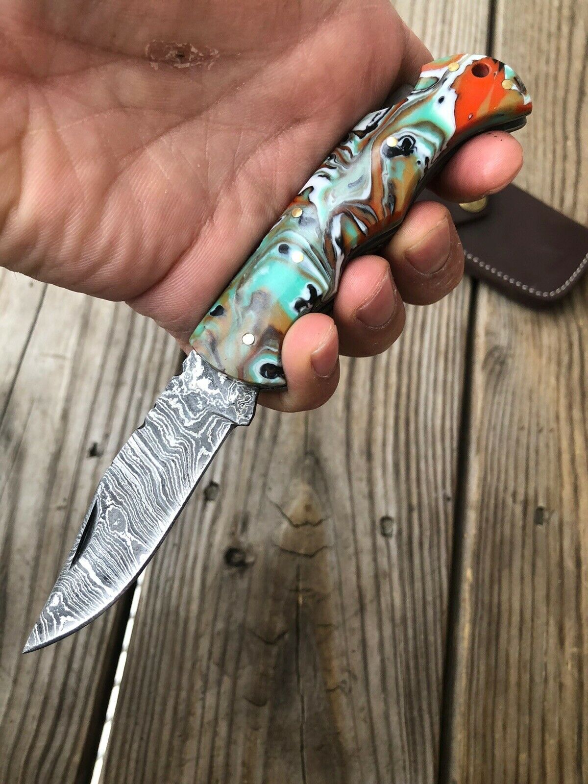 Custom HAND FORGED DAMASCUS STEEL Folding Pocket Knife W/ Back Lock - SUSA KNIVES