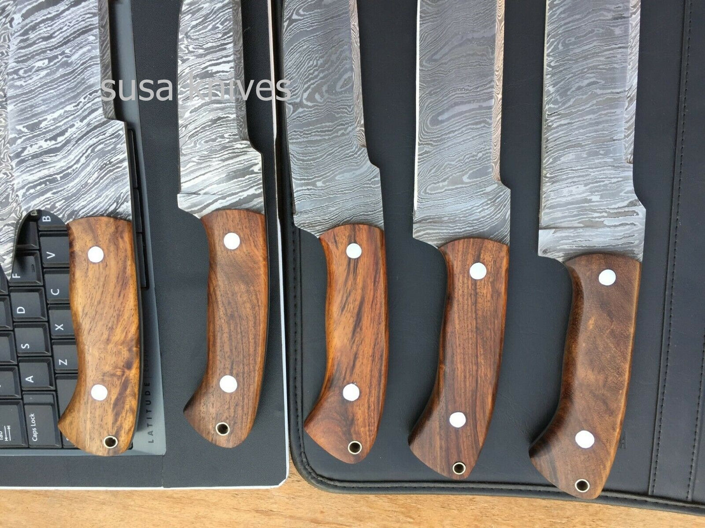 MURT ART CUSTOM HANDMADE DAMASCUS STEEL CHEF SET KNIVES - SUSA KNIVES