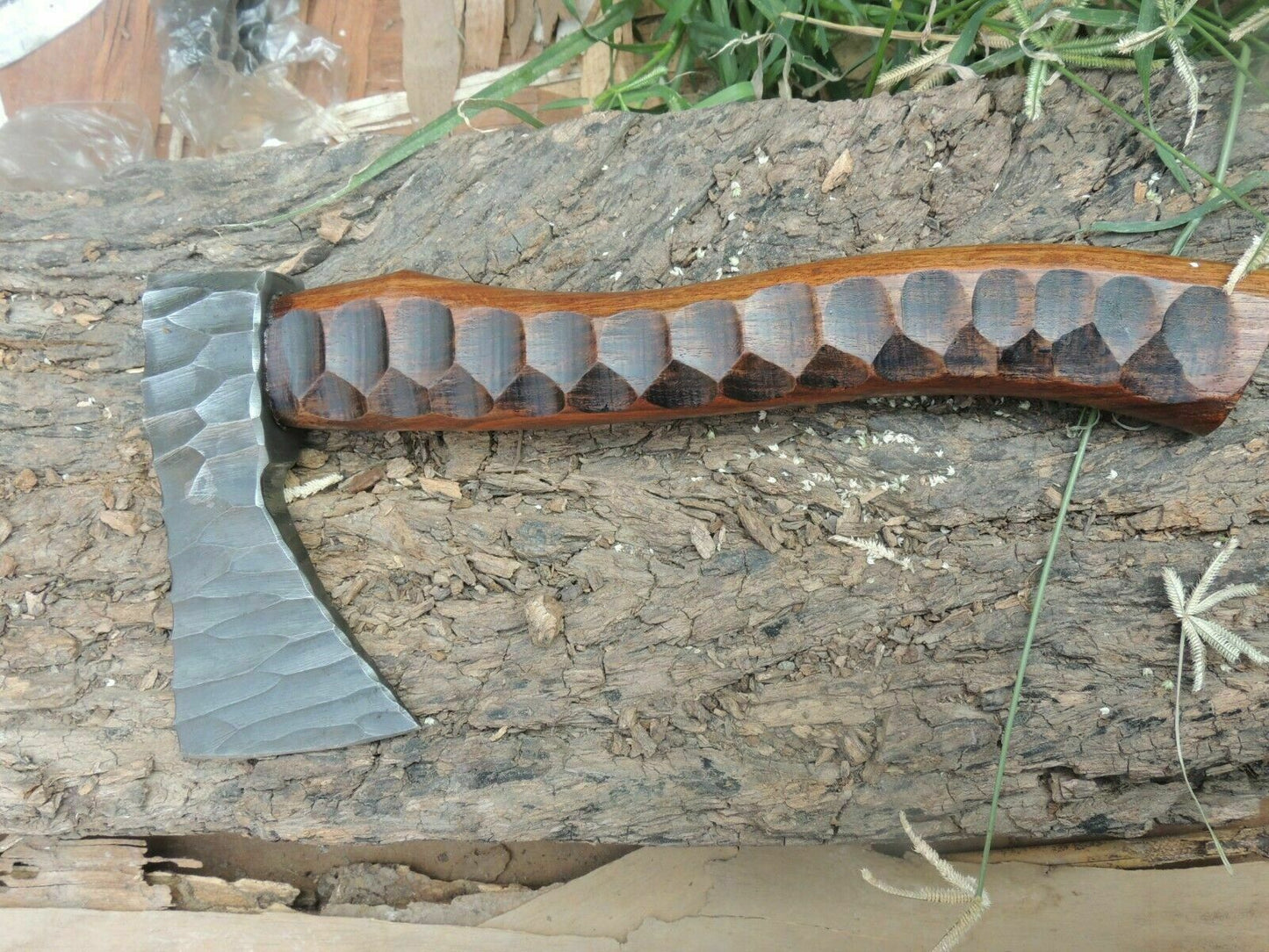Amazing blades Handmade Damascus 10 inches Axe Rose Wood Handle With Sheath - SUSA KNIVES