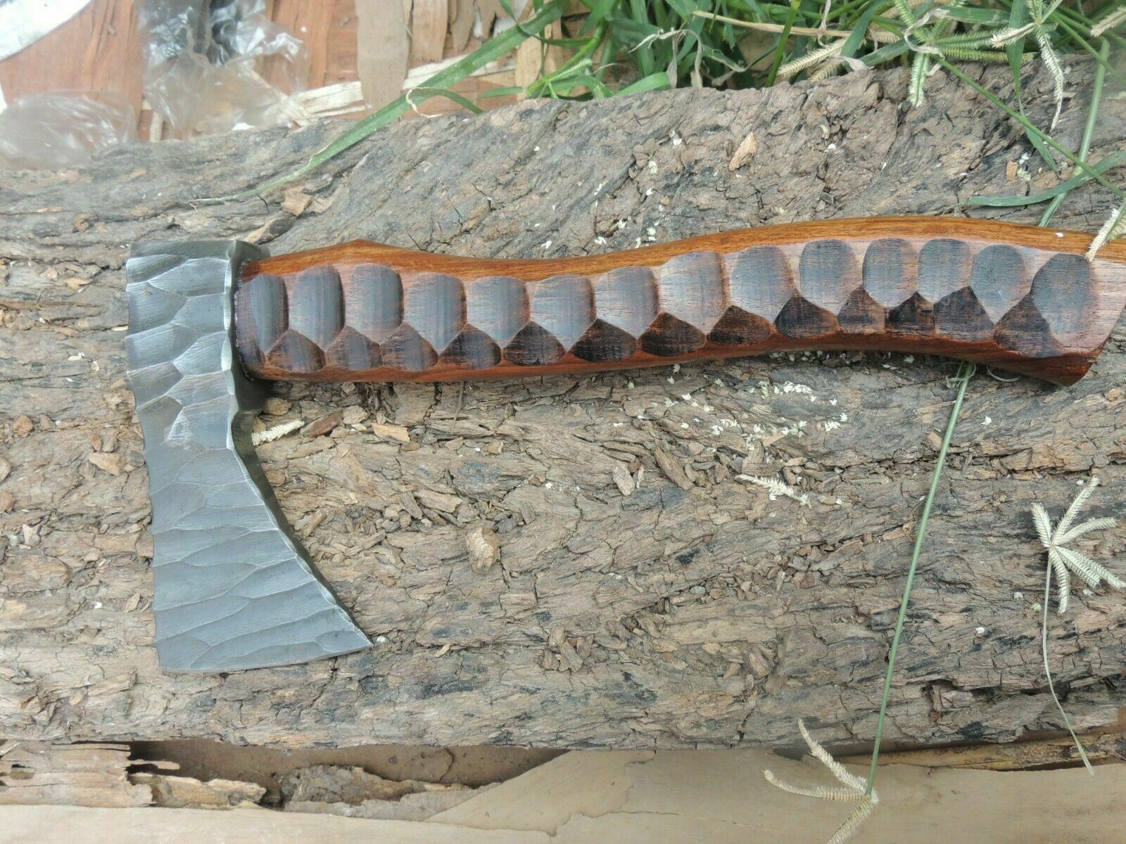 Amazing blades Handmade Damascus 10 inches Axe Rose Wood Handle With Sheath - SUSA KNIVES