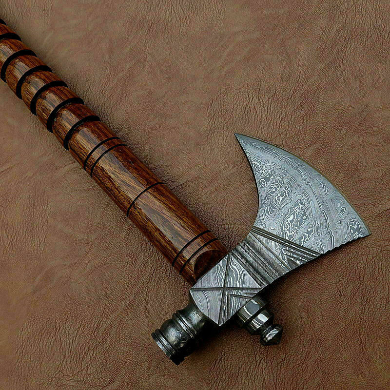 HANDMADE DAMASCUS STEEL TOMAHAWK AXE HATCHET WOOD HANDLE. - SUSA KNIVES