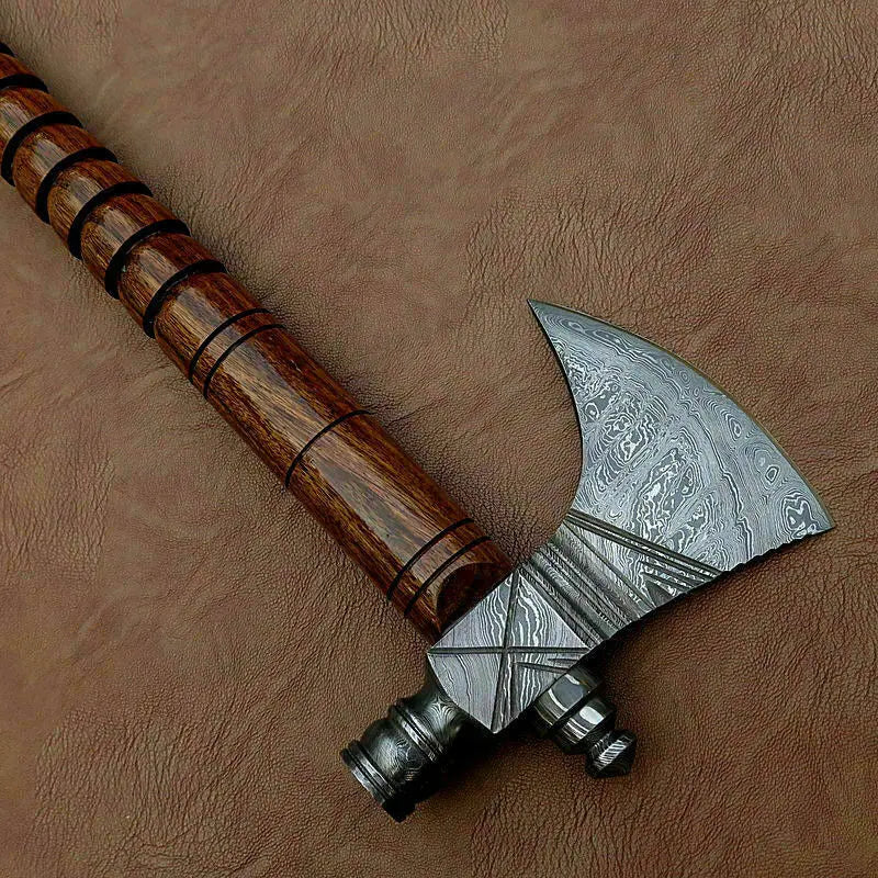 HANDMADE DAMASCUS STEEL TOMAHAWK AXE HATCHET WOOD HANDLE. - SUSA KNIVES
