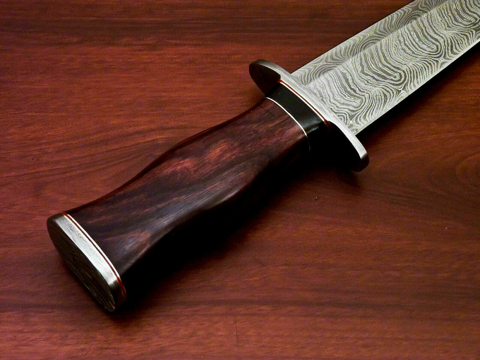 AmazingCustom Hand-Forged Damascus Steel Dagger knife " Natural Rose Wood Handle - SUSA KNIVES