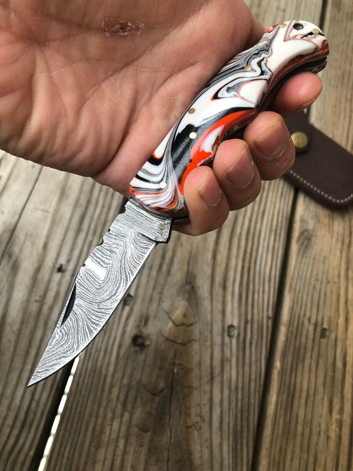 Custom HAND FORGED DAMASCUS STEEL Folding Pocket Knife W/ Back Lock - SUSA KNIVES