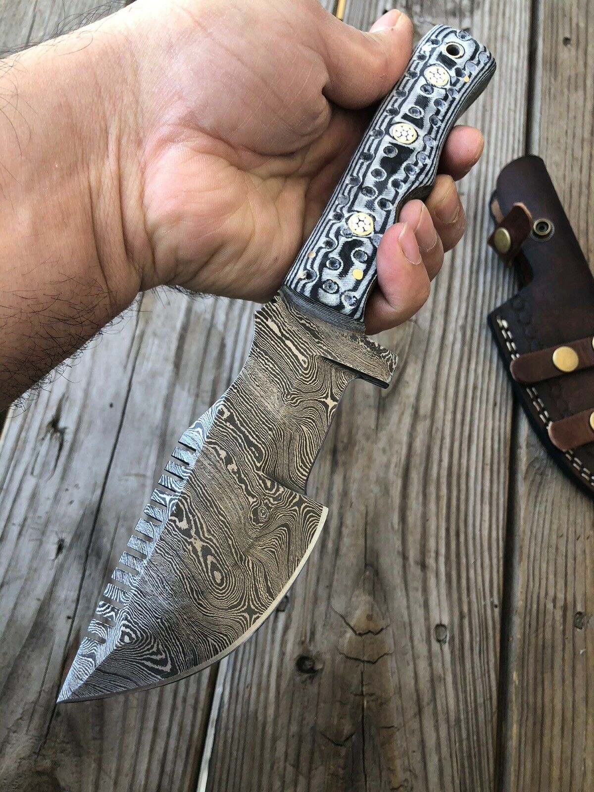 CUSTOM HAND FORGED DAMASCUS STEEL TRACKER Hunting KNIFE - SUSA KNIVES