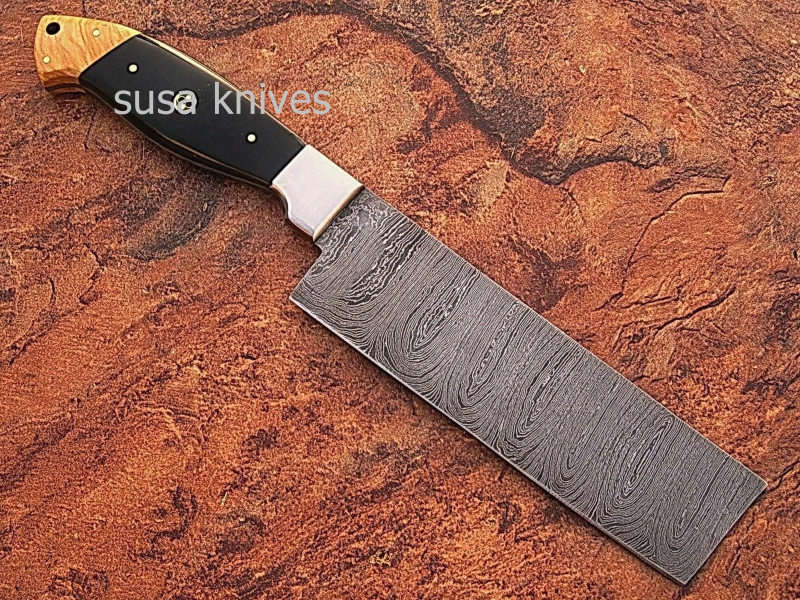 CUSTOM MADE DAMASCUS BLADE 4Pcs. CHEF/KITCHEN KNIVES SET - SUSA KNIVES