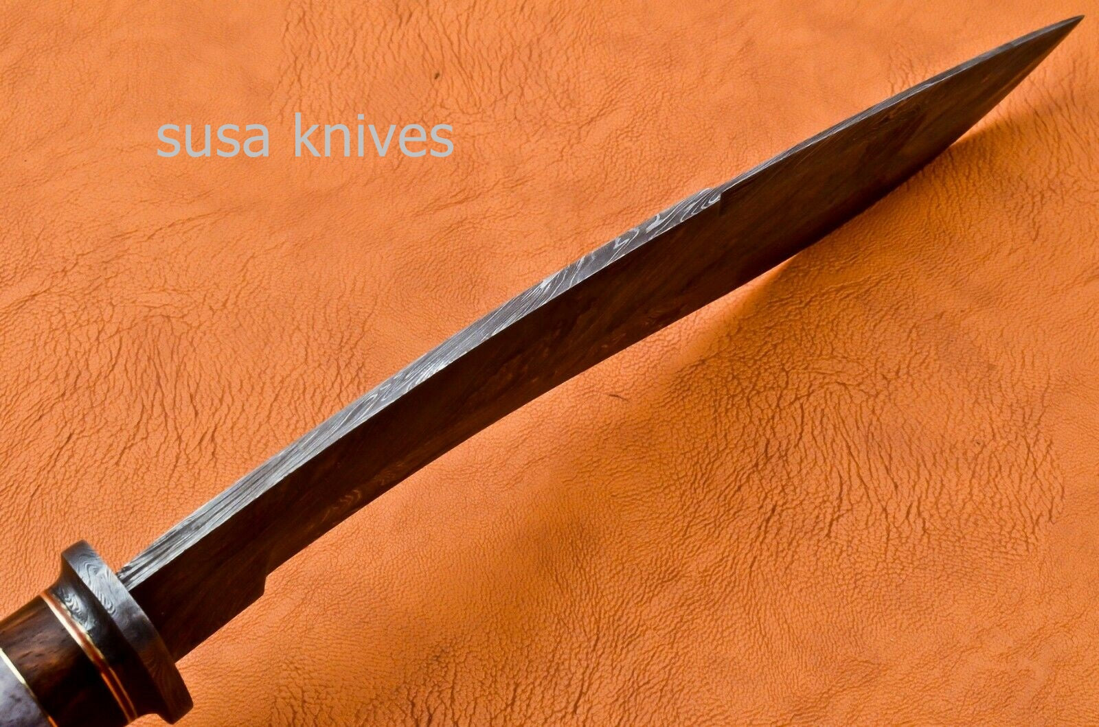 Handmade Damascus Steel Bowie Knive - Cammel Bone & Rose Wood Handle - SUSA KNIVES