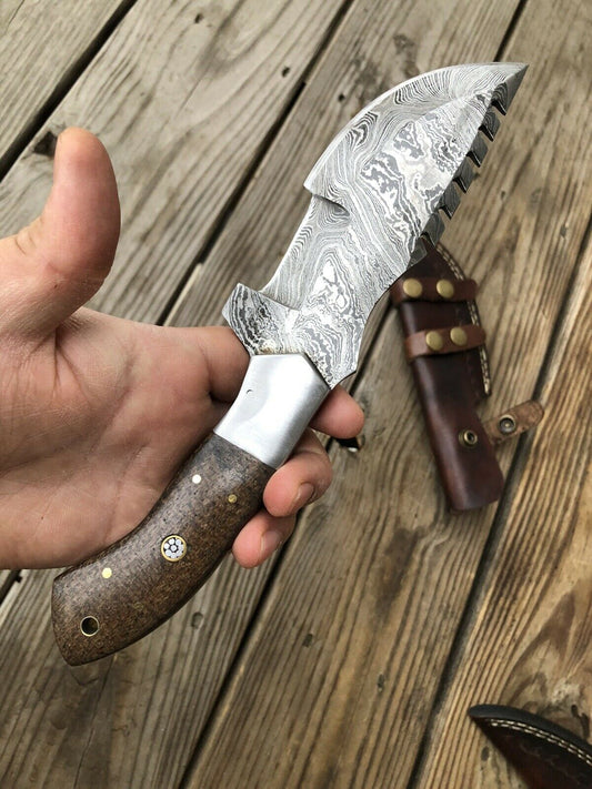 CUSTOM HAND FORGED DAMASCUS STEEL TRACKER Hunting KNIFE - SUSA KNIVES