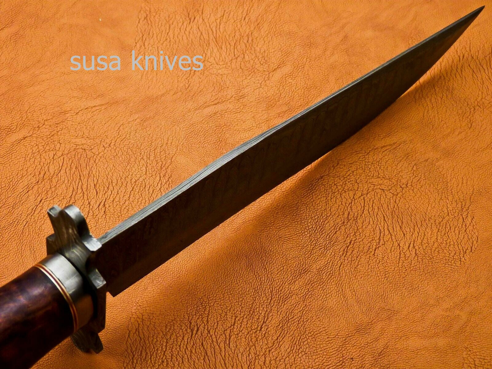 Handmade Damascus Steel Bowie Knive - Rose Wood Handle - SUSA KNIVES