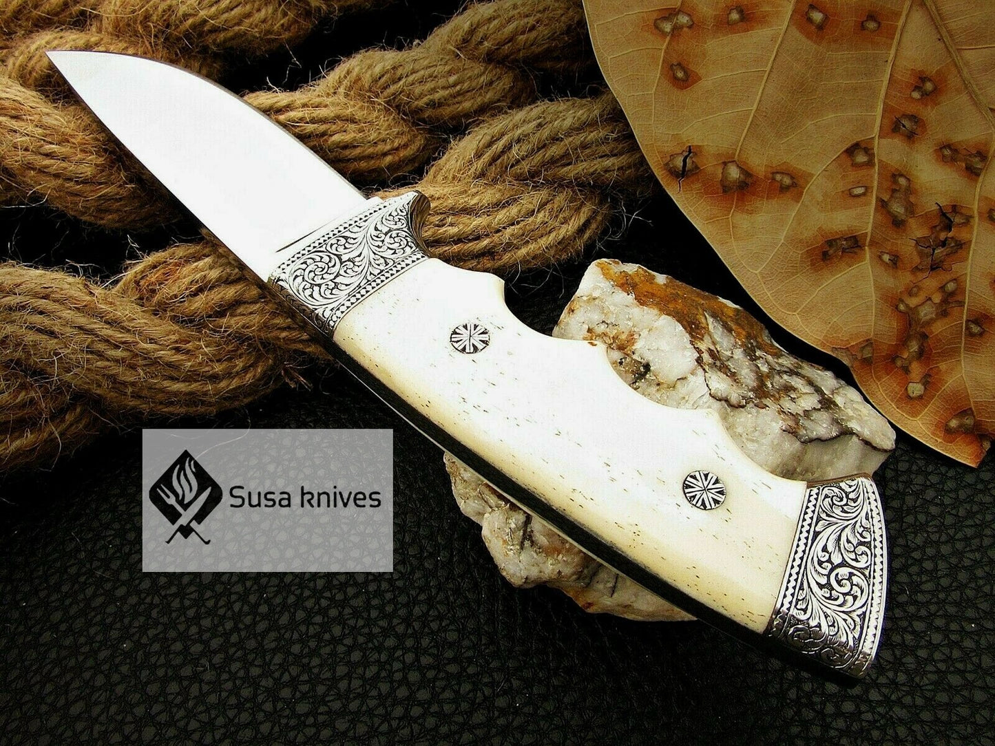 HANDMADE OUTCLASS ENGRAVED, HUNTING/FIGHTING CLAW KNIFE 440C MIRROR POLISHED - SUSA KNIVES