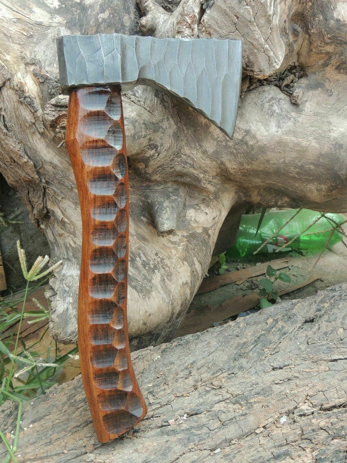 Amazing blades Handmade Damascus 10 inches Axe Rose Wood Handle With Sheath - SUSA KNIVES