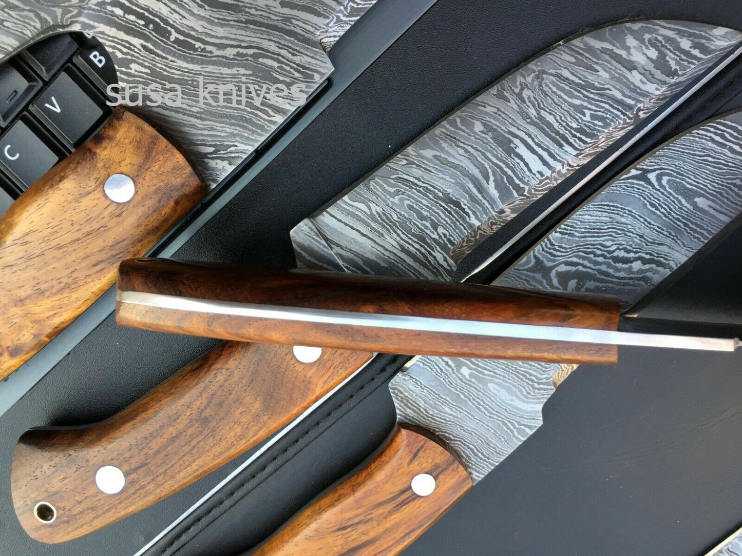 MURT ART CUSTOM HANDMADE DAMASCUS STEEL CHEF SET KNIVES - SUSA KNIVES