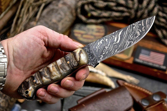 Handmade Hammered Damascus Custom Bird Fish Small Hunting Skinning Knife - SUSA KNIVES
