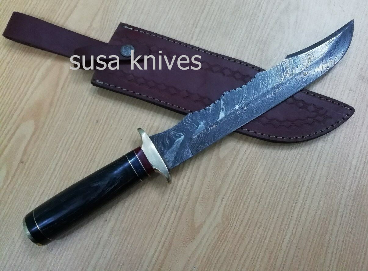 Customized Handmade Moqen,s Damascus Steel Lion Hunting knfie - SUSA KNIVES