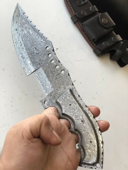 HAND FORGED DAMASCUS STEEL Hunting Tracker Knife w/ Damascus Handle - SUSA KNIVES