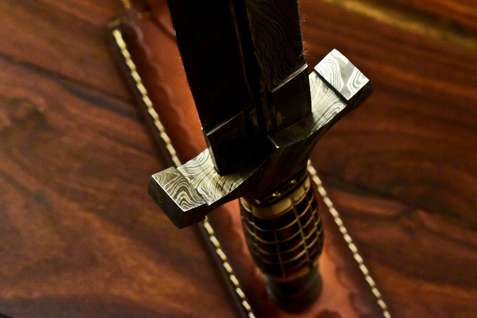 Custom Handmade Damascus Sword Dagger Double Edge Knife - SUSA KNIVES