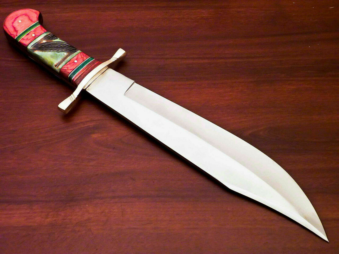 Amazing Custom Handmade D2 Steel Bowie Knife | Sheath Stained Camel Bone Handle - SUSA KNIVES