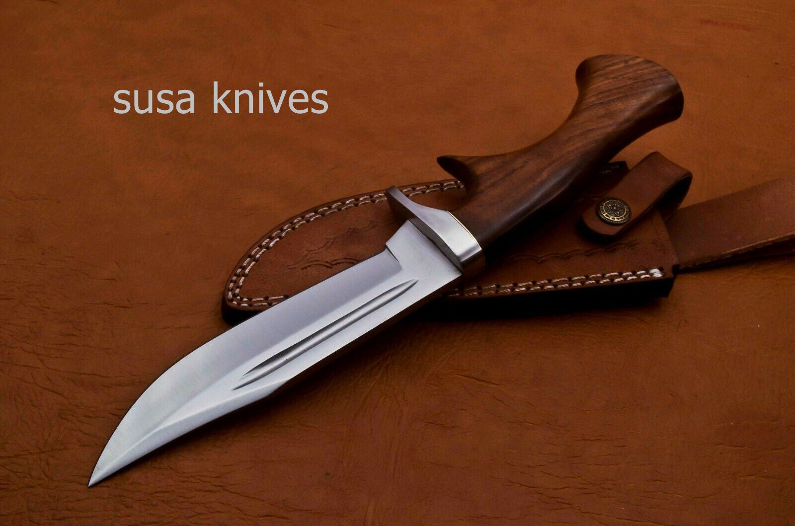 Handmade D2 Steenless Steel 11.00 Inches Bowie Knive Rose Wood Handle - SUSA KNIVES
