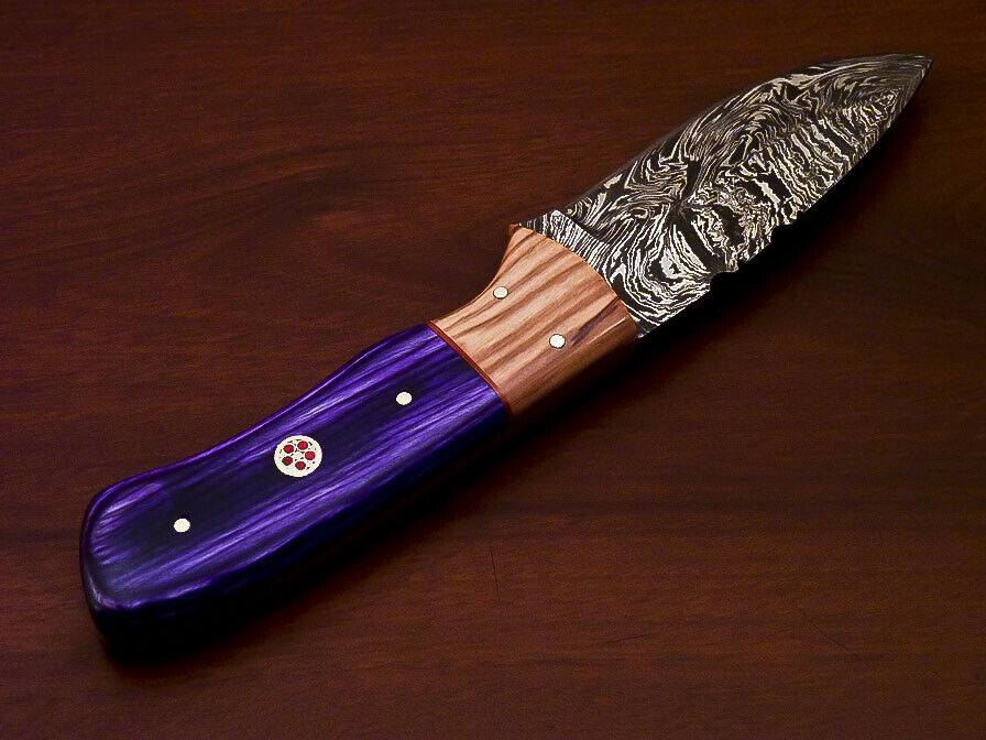 CUSTOM HAND MADE DAMASCUS STEEL FULL TANG KNIFE-HARD WOOD - SUSA KNIVES