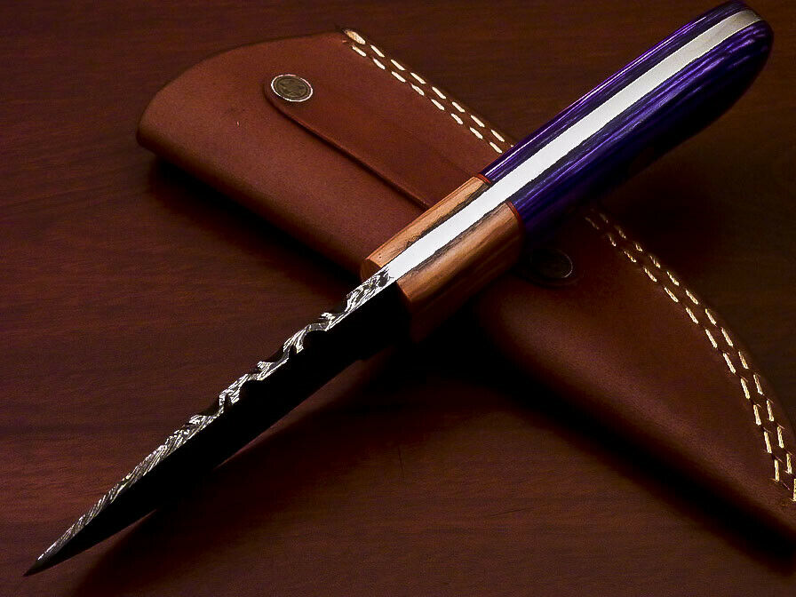 CUSTOM HAND MADE DAMASCUS STEEL FULL TANG KNIFE-HARD WOOD - SUSA KNIVES