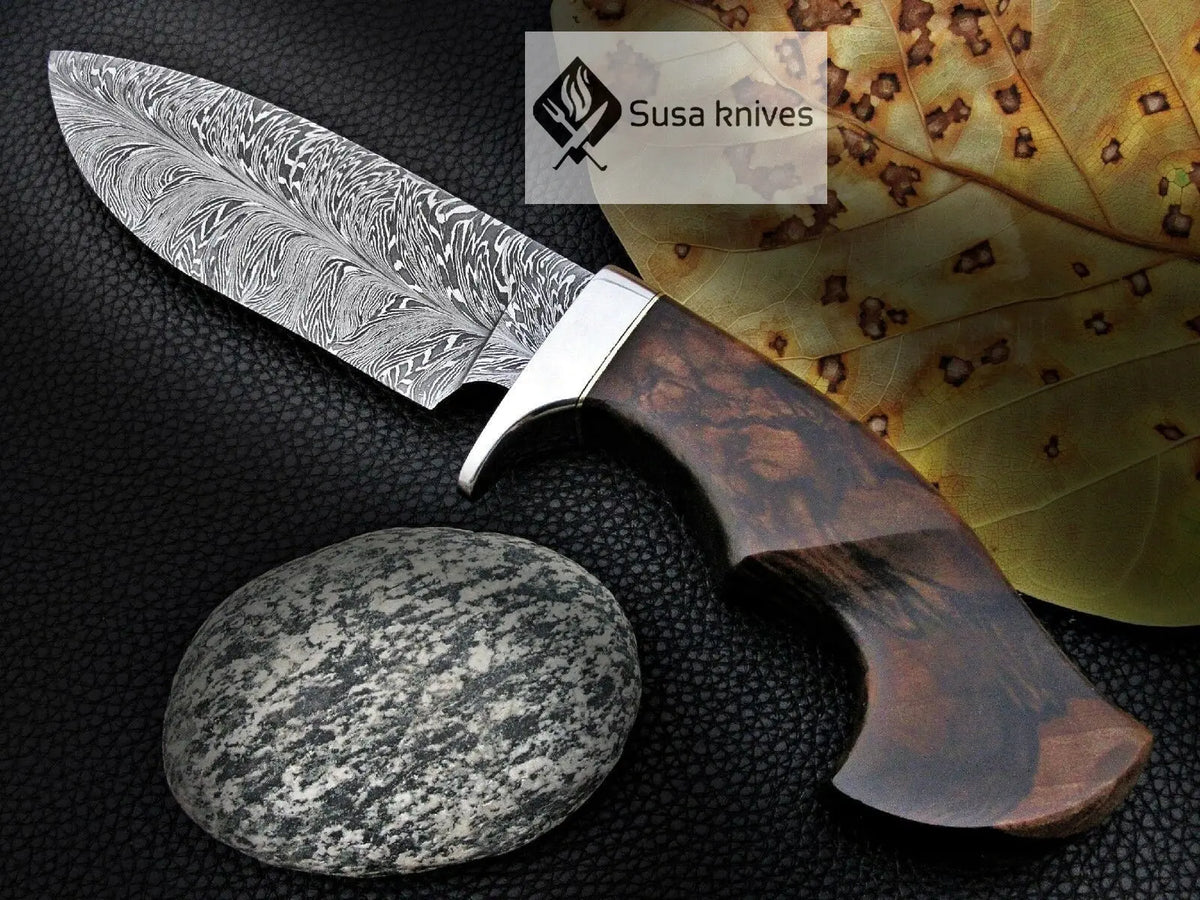 CUSTOM MADE, FEATHER PATTERN,SCENIC HANDLE, OUTDOOR HUNTING, FIGHTING CLAW KNIFE - SUSA KNIVES