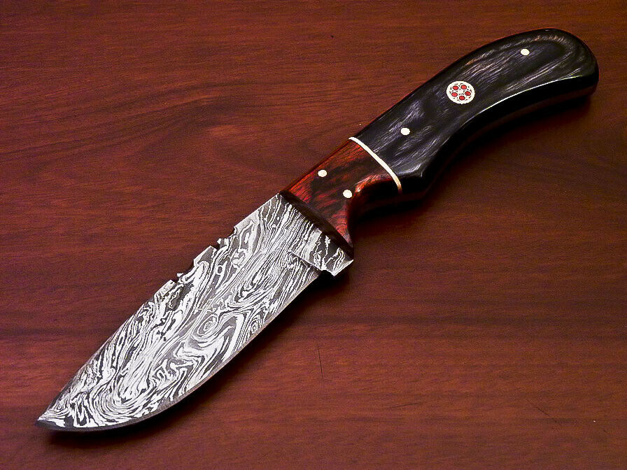 BEAUTIFUL CUSTOM HAND MADE DAMASCUS STEEL FULL TANG KNIFE-HARD WOOD - SUSA KNIVES