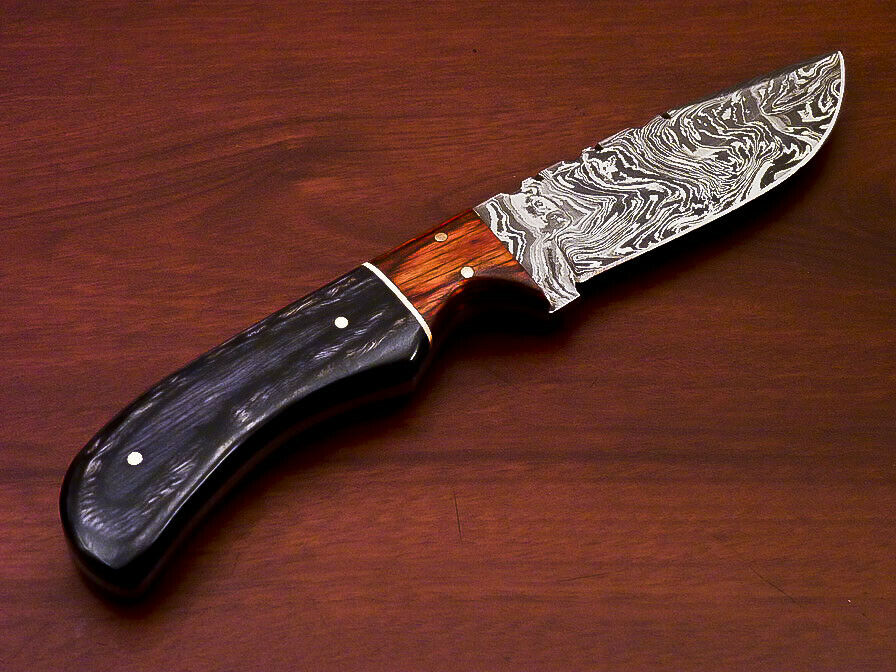 BEAUTIFUL CUSTOM HAND MADE DAMASCUS STEEL FULL TANG KNIFE-HARD WOOD - SUSA KNIVES