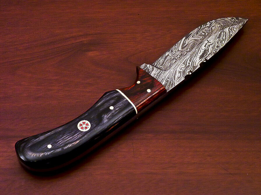 BEAUTIFUL CUSTOM HAND MADE DAMASCUS STEEL FULL TANG KNIFE-HARD WOOD - SUSA KNIVES