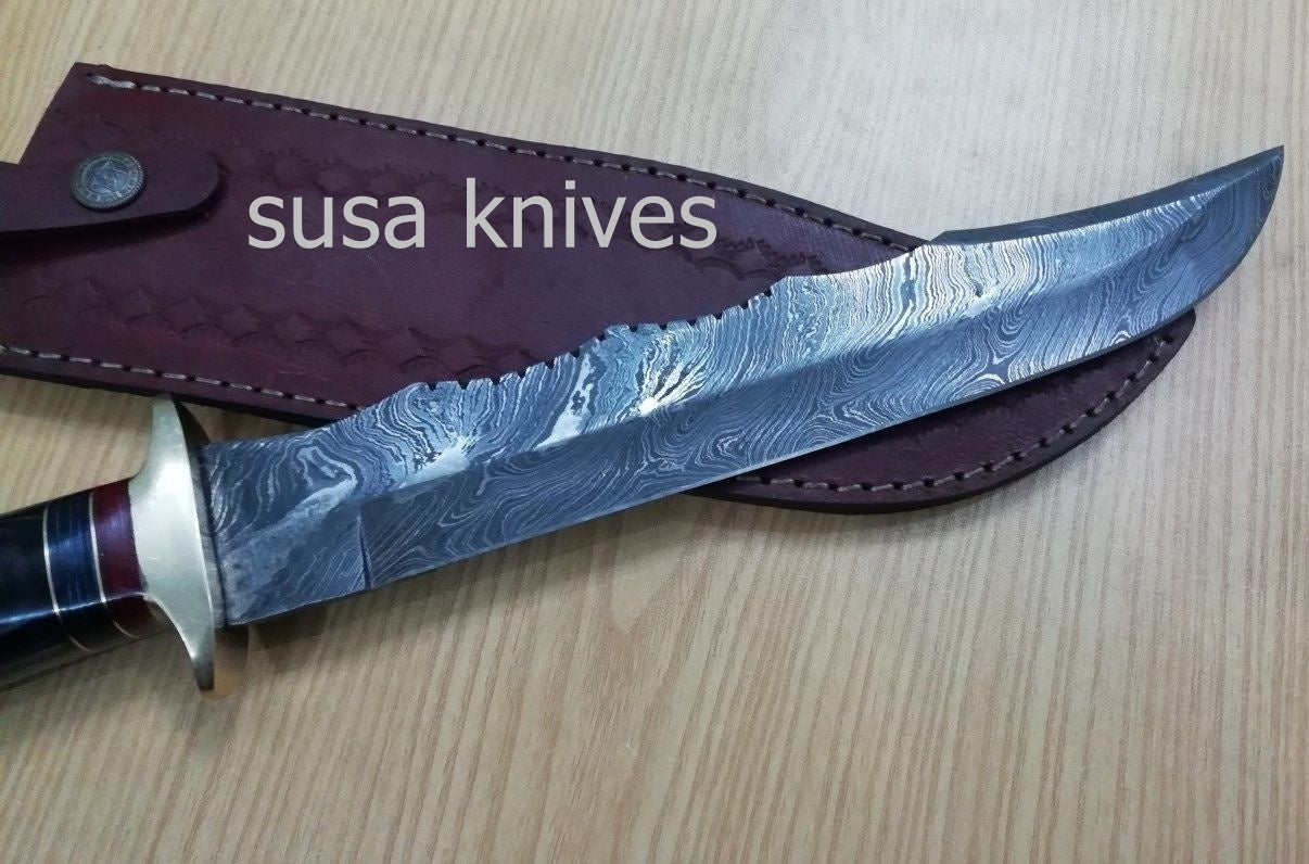 Customized Handmade Moqen,s Damascus Steel Lion Hunting knfie - SUSA KNIVES