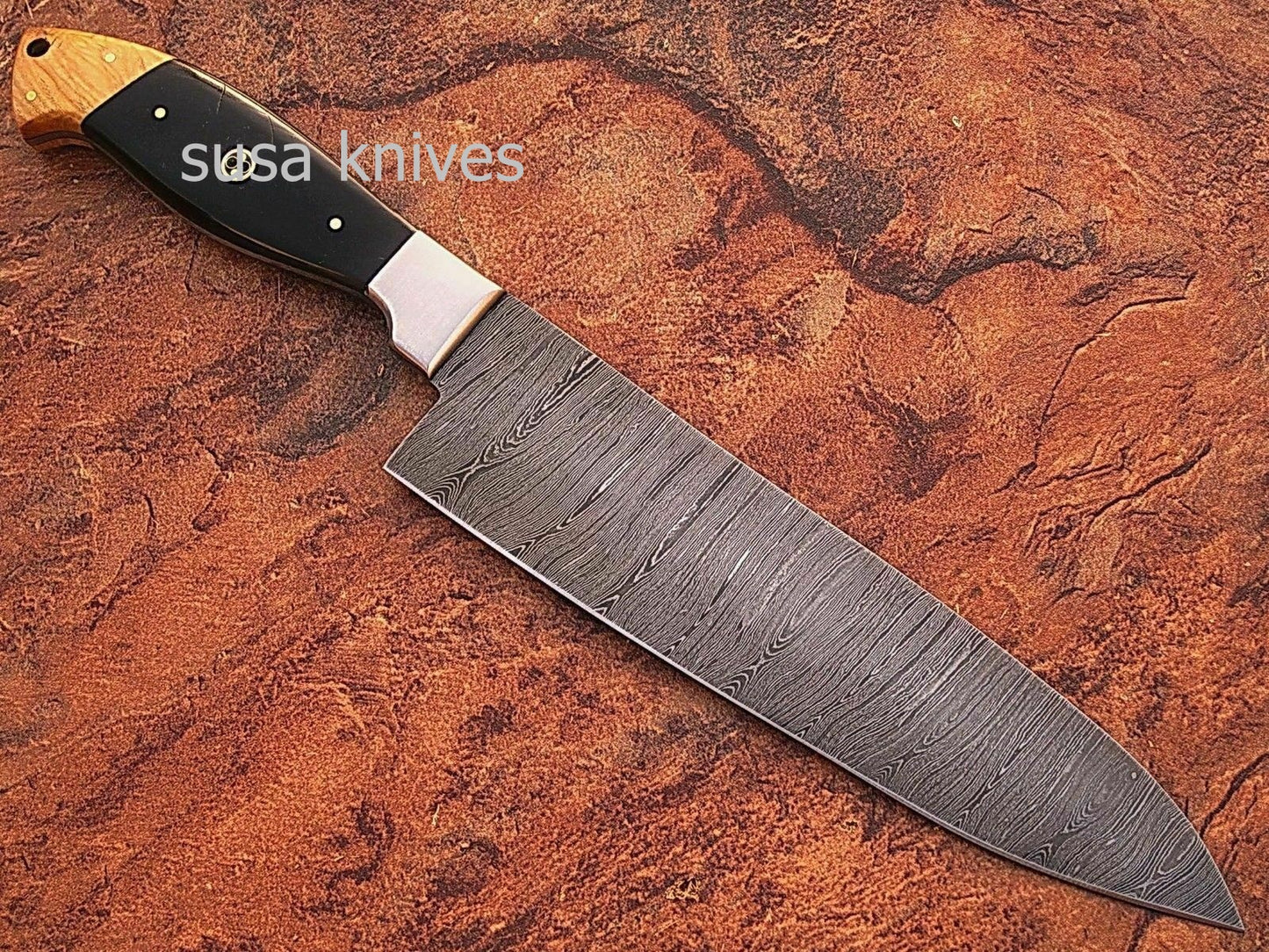 CUSTOM MADE DAMASCUS BLADE 4Pcs. CHEF/KITCHEN KNIVES SET - SUSA KNIVES