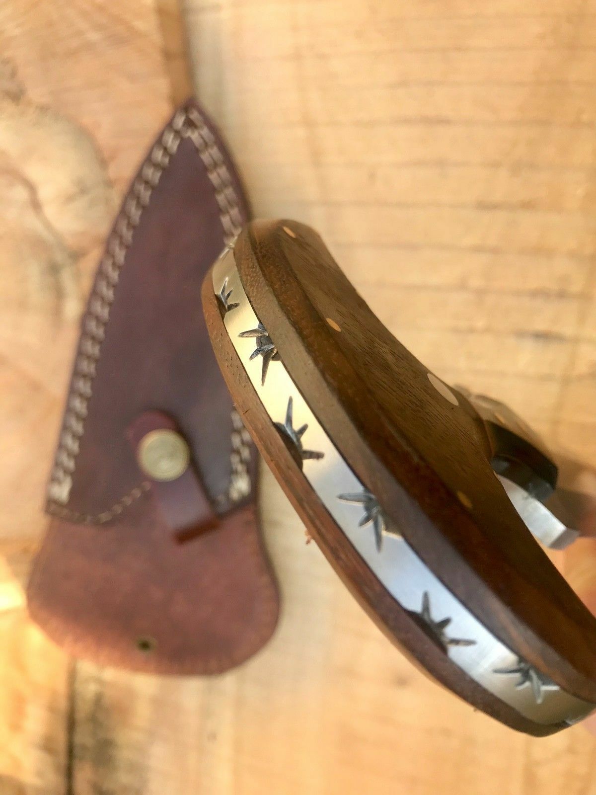 CUSTOM HANDMADE HUNTING BOOT KNIFE D2 STEEL WOOD HANDLE LEATHER WITH SHEATH - SUSA KNIVES