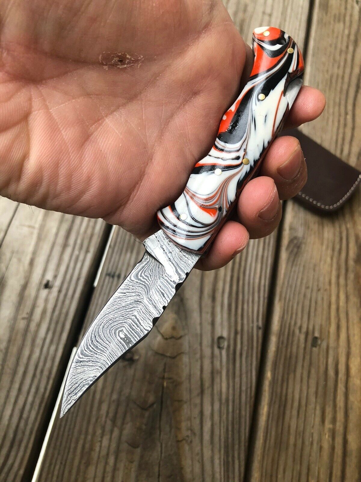Custom HAND FORGED DAMASCUS STEEL Folding Pocket Knife W/ Back Lock - SUSA KNIVES
