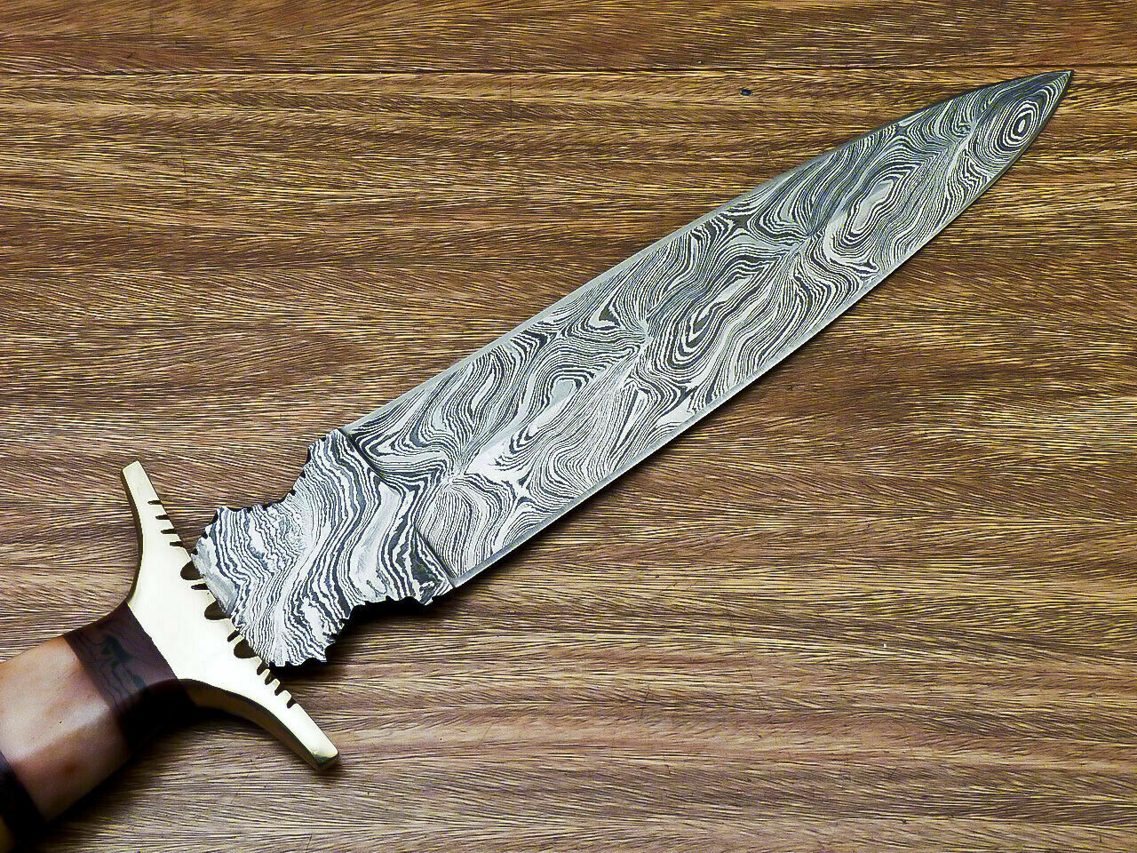 Beautiful Custom Handmade Damascus Steel Dagger Knife "Stained Camel Bone Handle - SUSA KNIVES