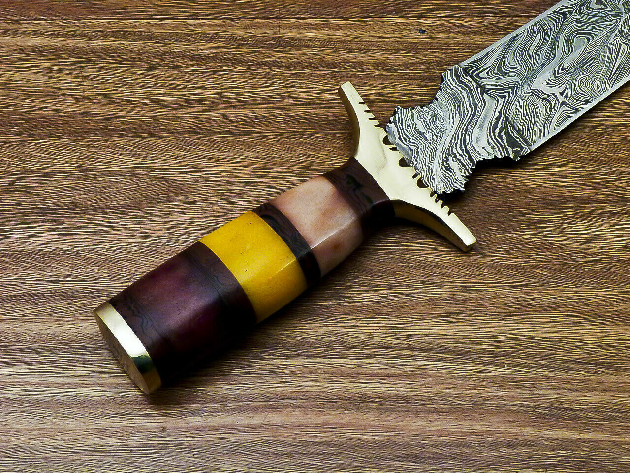 Beautiful Custom Handmade Damascus Steel Dagger Knife "Stained Camel Bone Handle - SUSA KNIVES