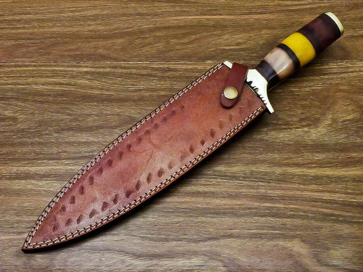 Beautiful Custom Handmade Damascus Steel Dagger Knife "Stained Camel Bone Handle - SUSA KNIVES