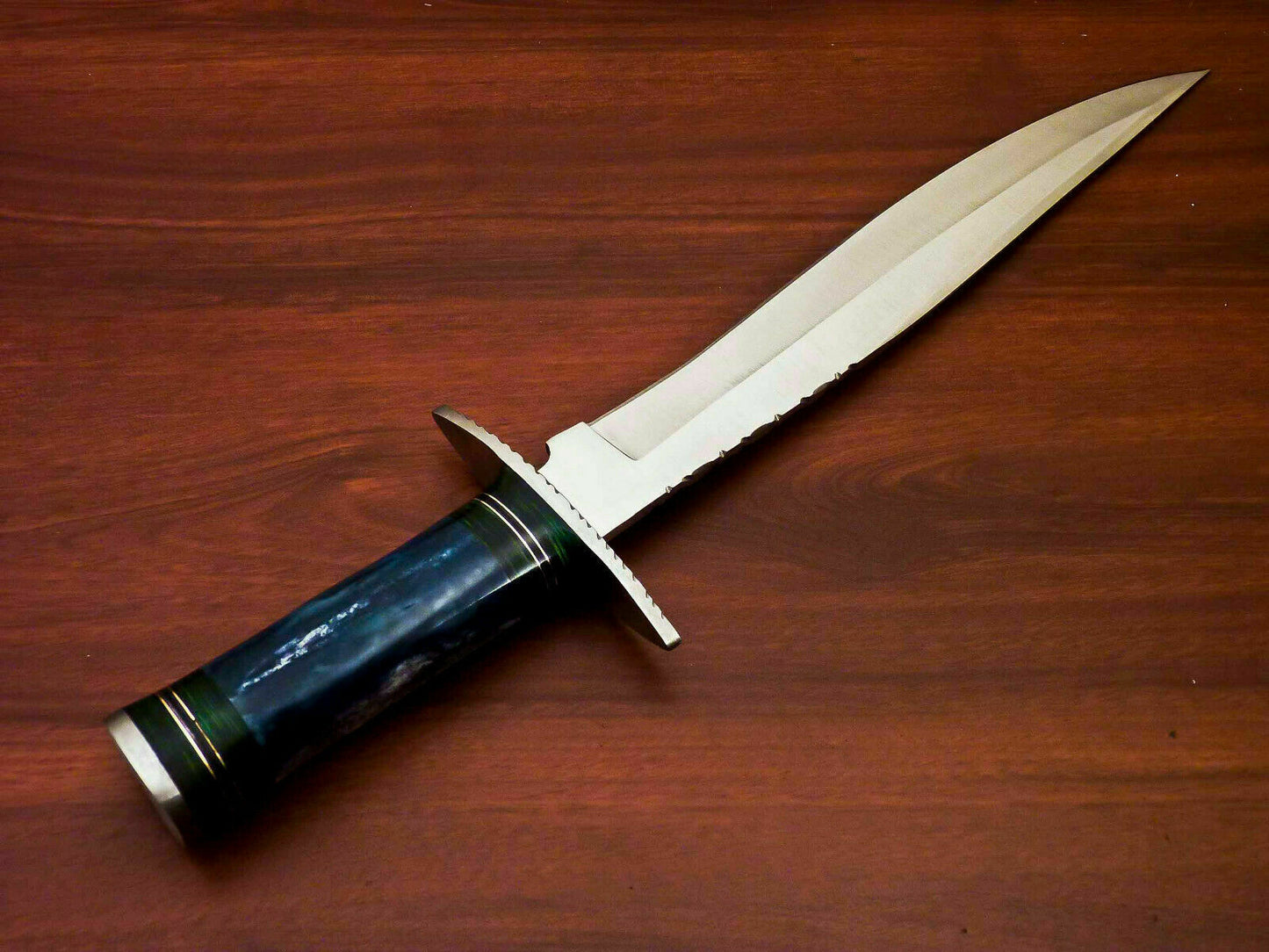Amazing Custom Handmade D2 Steel Hunting Knife |Sheath Stained Camel Bone Handle - SUSA KNIVES