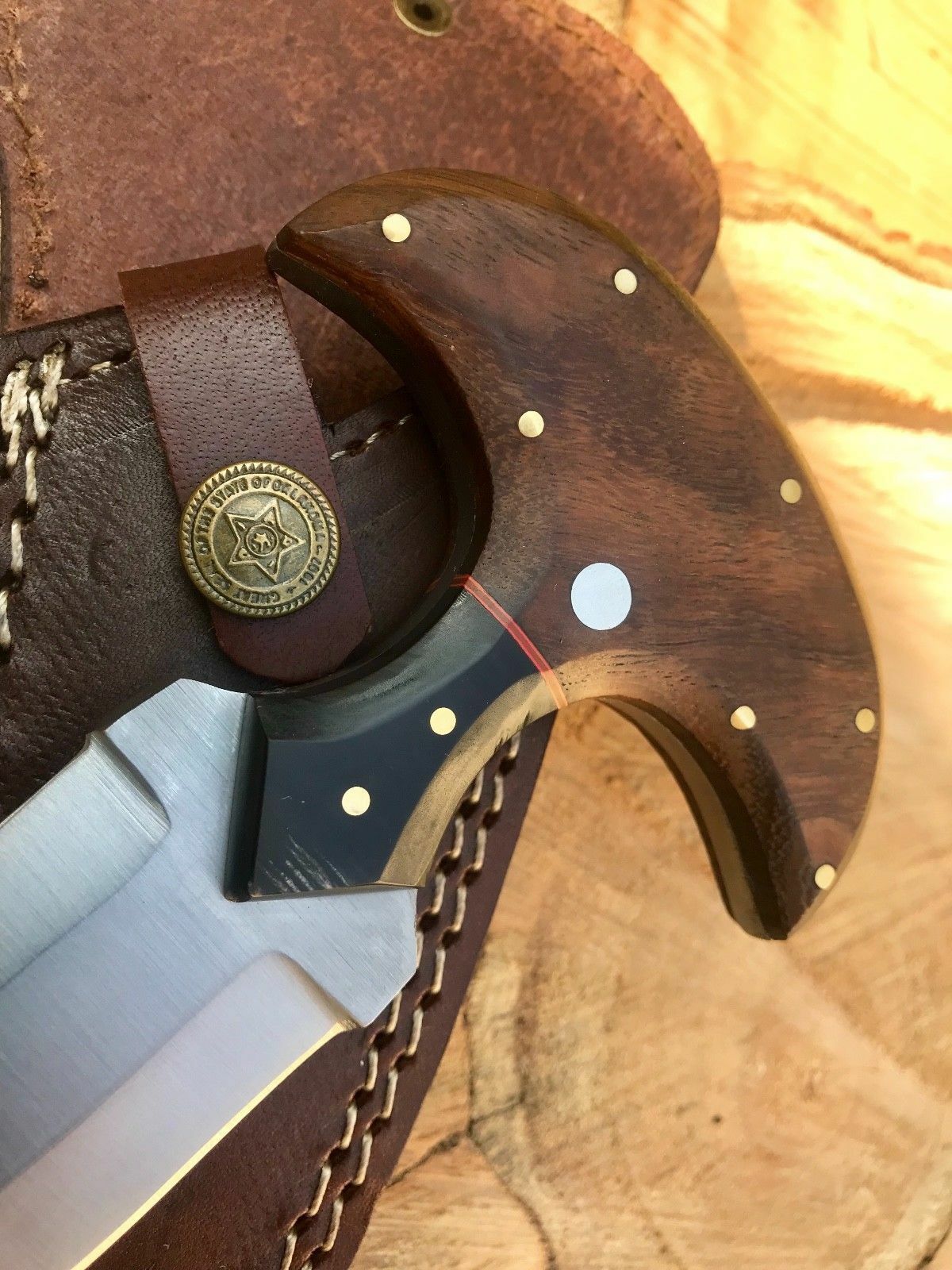CUSTOM HANDMADE HUNTING BOOT KNIFE D2 STEEL WOOD HANDLE LEATHER WITH SHEATH - SUSA KNIVES