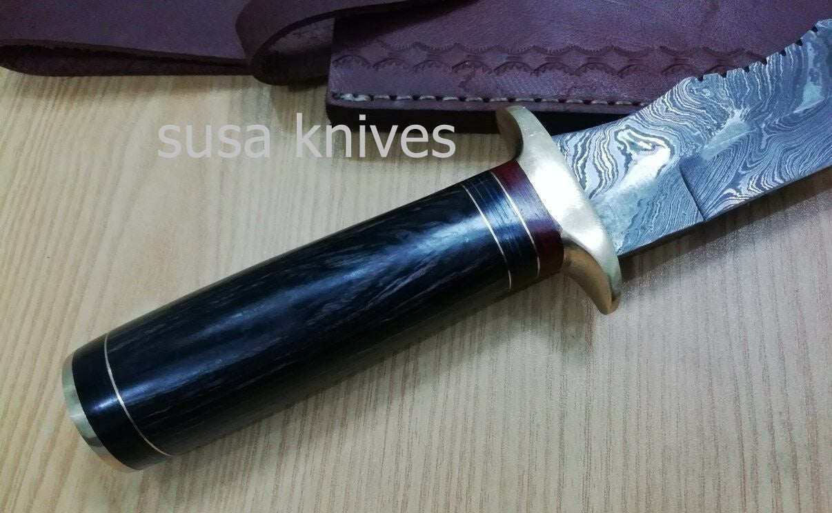 Customized Handmade Moqen,s Damascus Steel Lion Hunting knfie - SUSA KNIVES