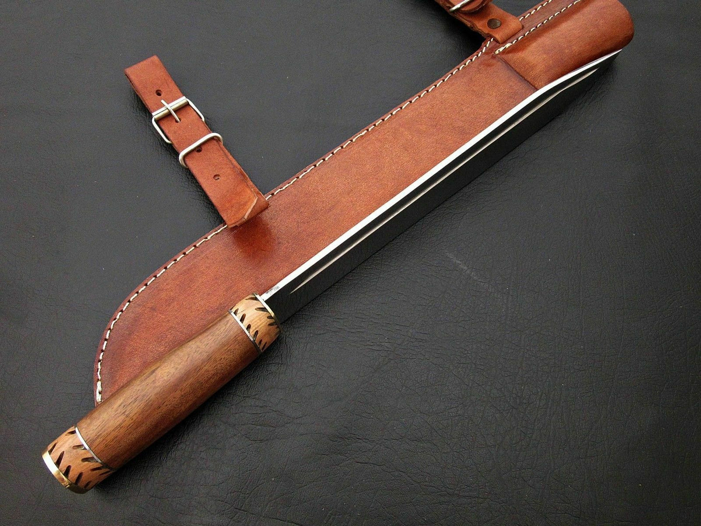 Amazing Custom Handmade D2 Steel Hunting Knife " Natural Rose Wood Handle - SUSA KNIVES