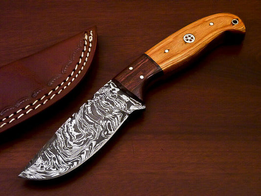 AWESOME CUSTOM HAND MADE DAMASCUS STEEL FULL TANG KNIFE-HARD WOOD - SUSA KNIVES