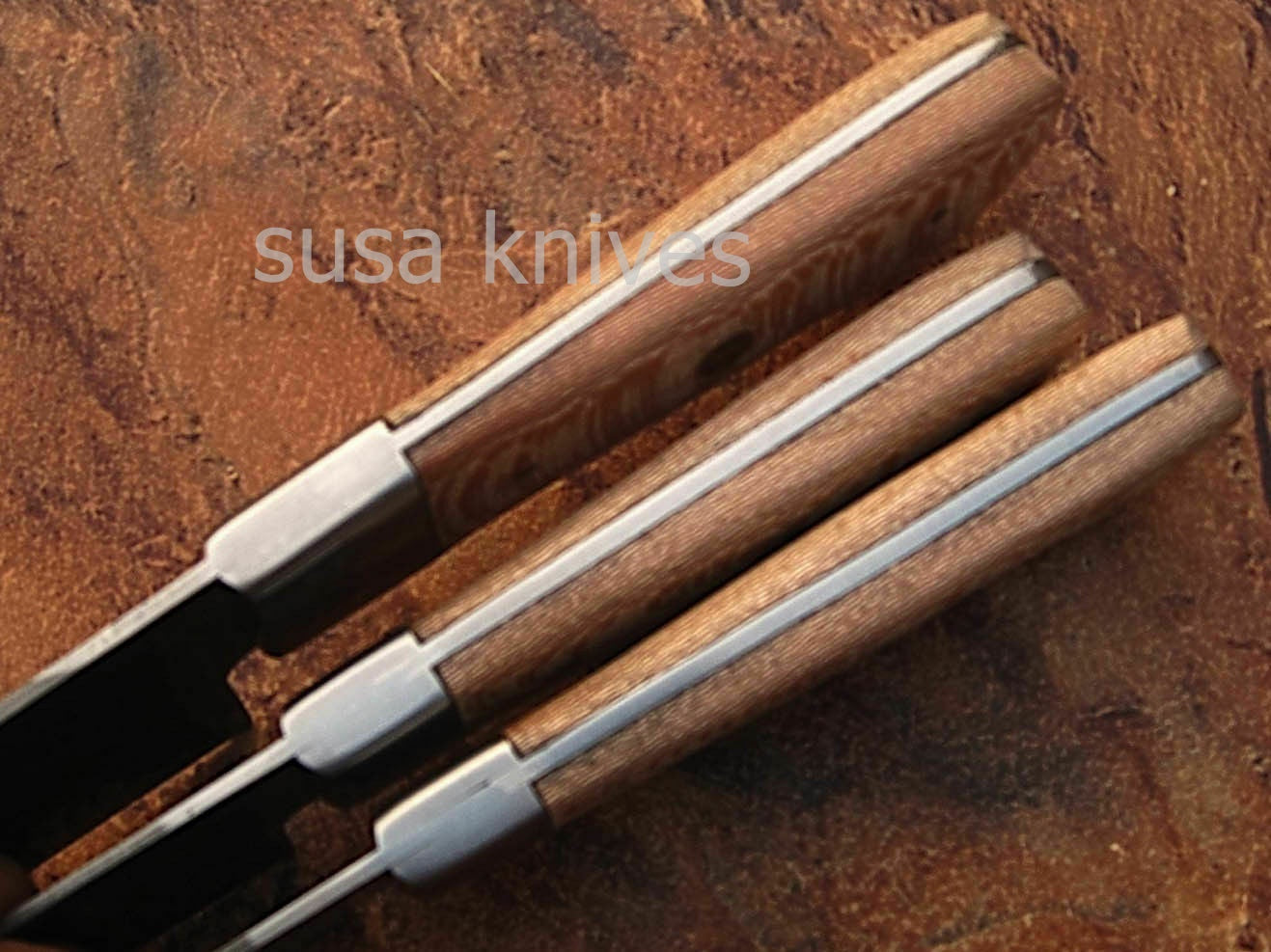 USTOM MADE DAMASCUS BLADE 6Pcs. CHEF/KITCHEN KNIVES SET - SUSA KNIVES