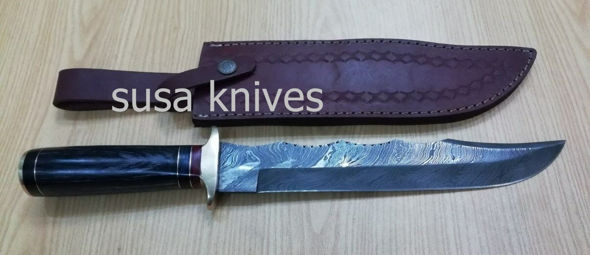 Customized Handmade Moqen,s Damascus Steel Lion Hunting knfie - SUSA KNIVES